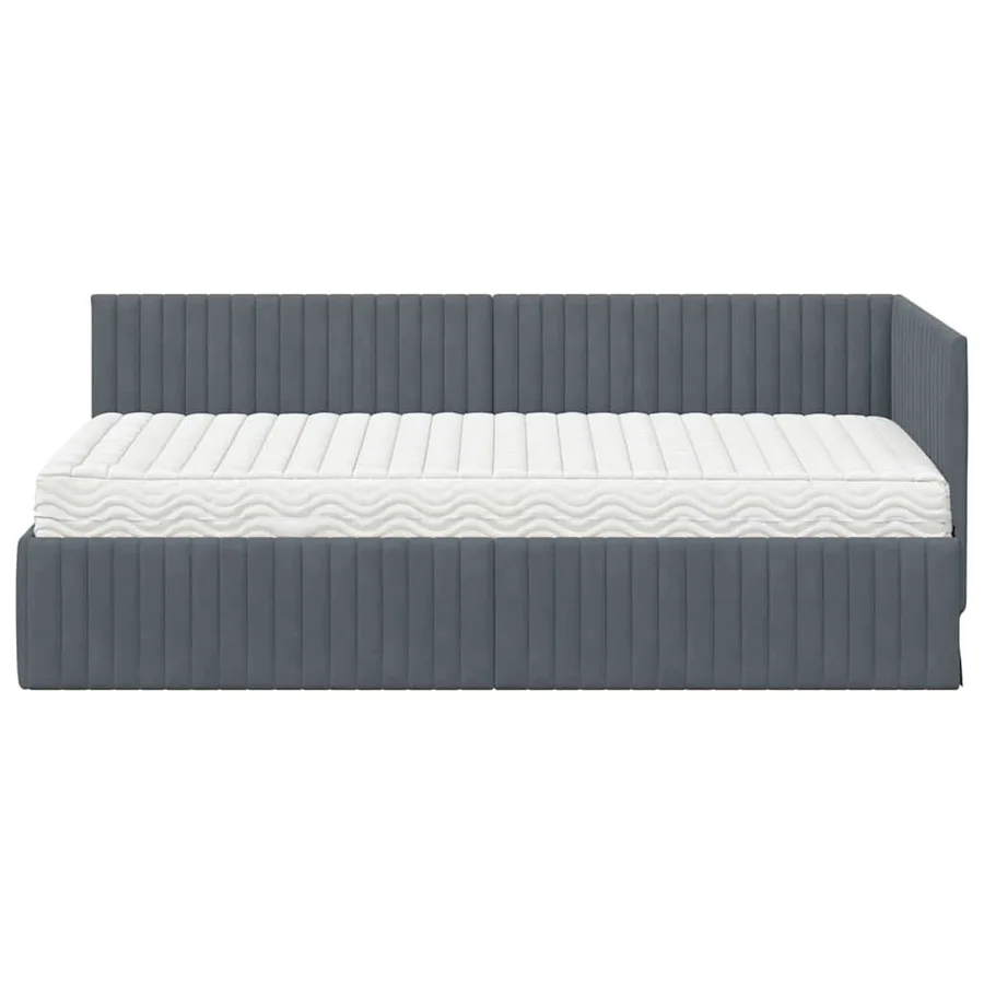 Cadre de lit d'angle avec matelas 2 pcs Gris Velours - 5