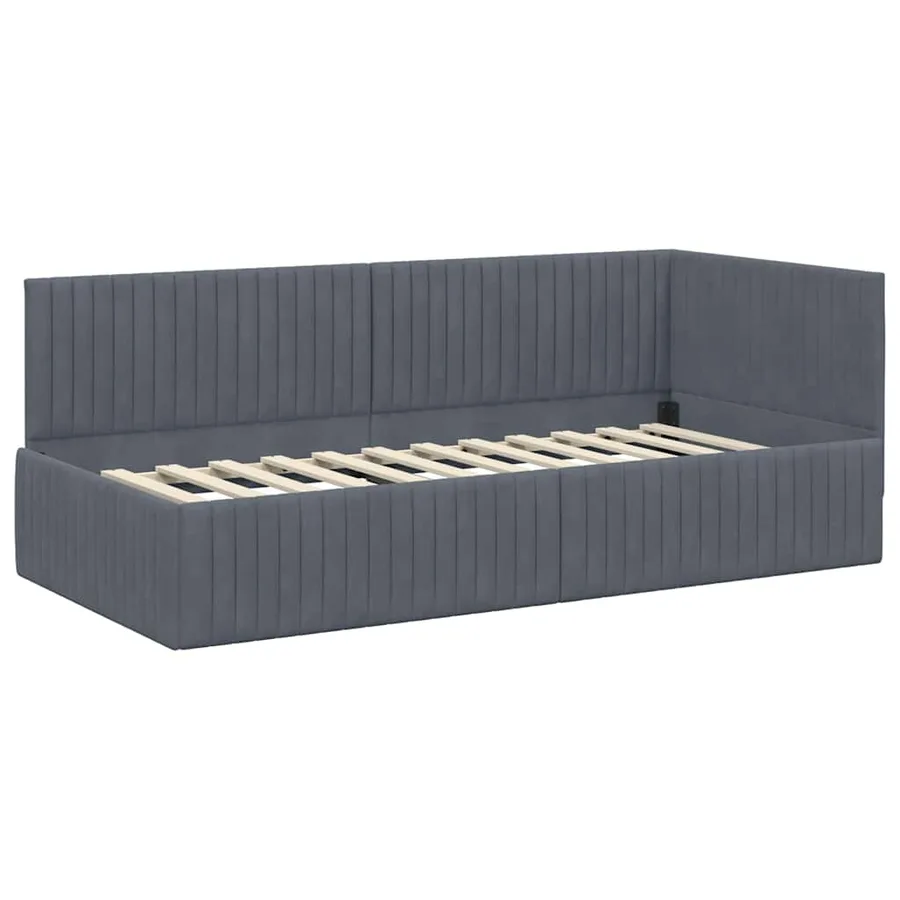 Cadre de lit d'angle avec matelas 2 pcs Gris Velours - 6