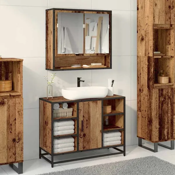 Étagère Murale avec étagère Bois ancien 65 x 20 x 60 cm