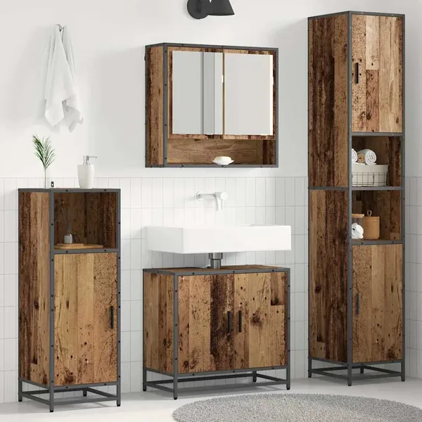 Ensemble de mobilier de salle de bain 3 pcs Bois Ancien