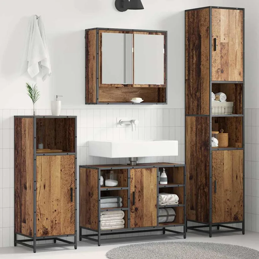 Ensemble de mobilier de salle de bain 3 pcs Bois Ancien