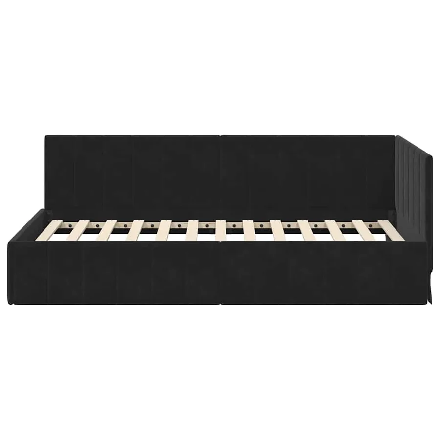 Cadre de lit d'angle Noir 90 cm x 190 cm Velours - 5