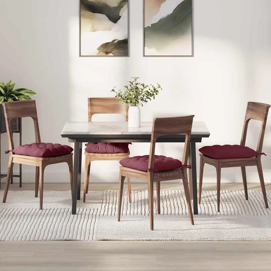 Coussins de siège 4 pcs Bordeaux 40 x 40 x 6 cm tissu