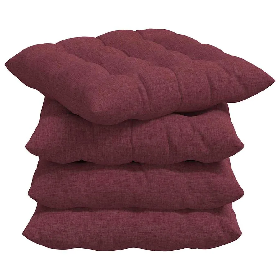 Coussins de siège 4 pcs Bordeaux 40 x 40 x 6 cm tissu - 2