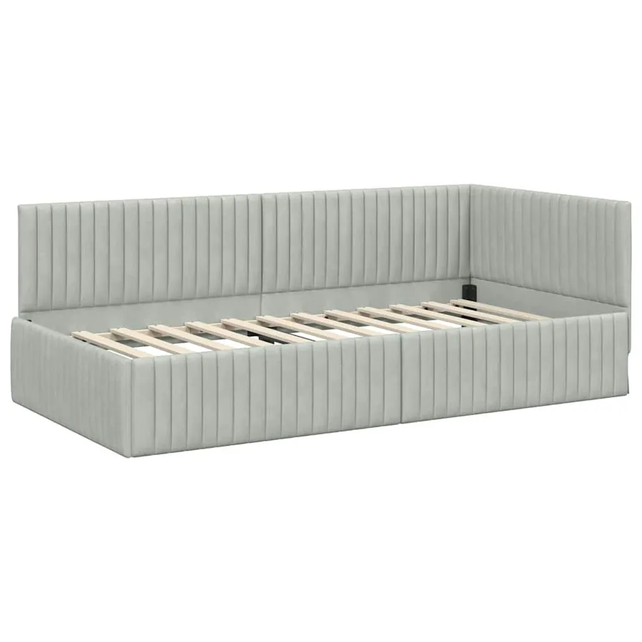 Cadre de lit d'angle avec matelas 2 pcs Gris clair Velours - 5