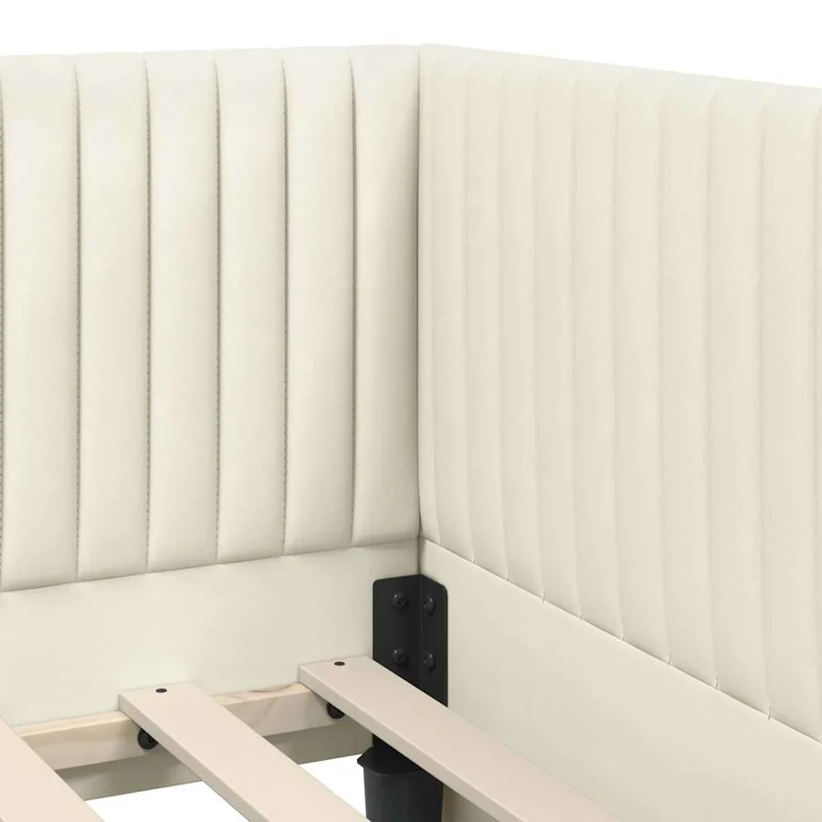 Cadre de lit d'angle avec matelas 2 pcs Crème Velours - 8
