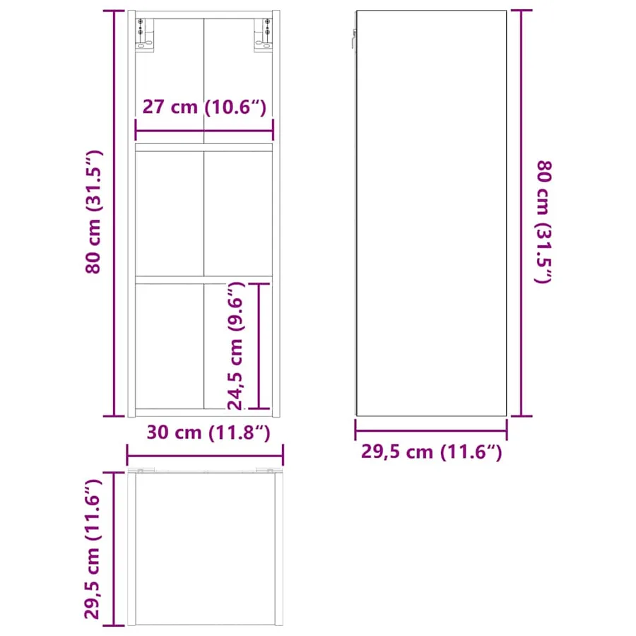 Armoire suspendue Riga Bois ancien 30 x 29,5 x 80 cm - 12
