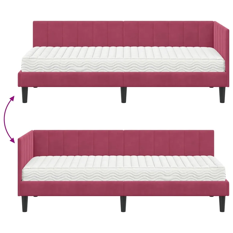 Cadre de lit d'angle avec matelas 2 pcs Vert Velours - 12