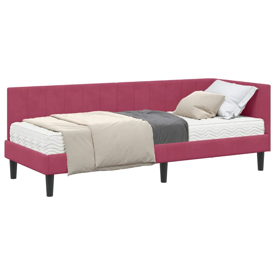 Cadre de lit d'angle avec matelas 2 pcs Vert Velours - 2