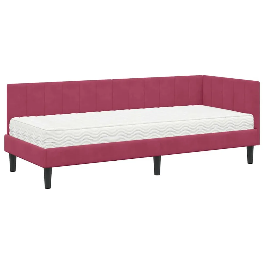 Cadre de lit d'angle avec matelas 2 pcs Vert Velours - 4