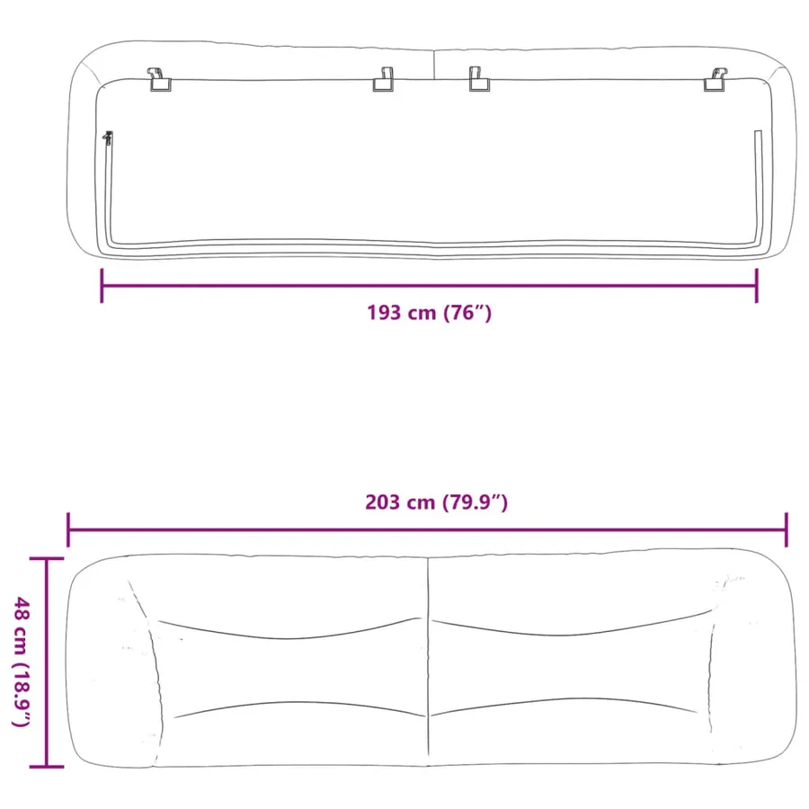 Coussin de tête de lit Hvar noir 193 cm similicuir - 10