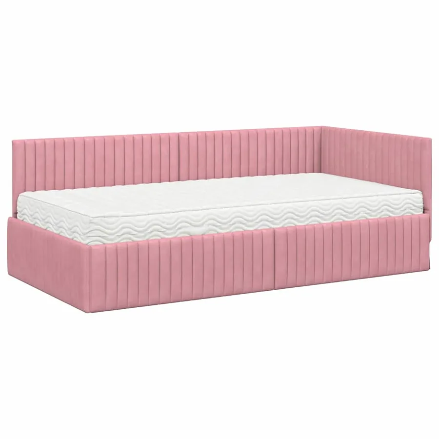 Cadre de lit d'angle avec matelas 2 pcs Gris Velours - 4