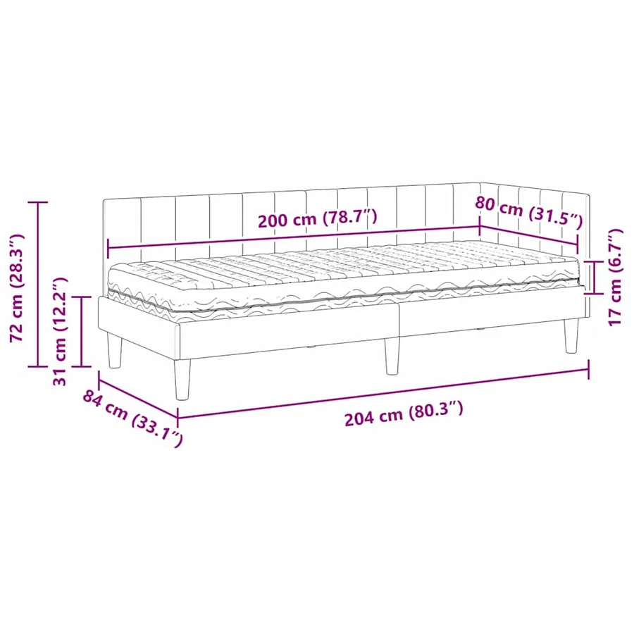 Cadre de lit d'angle avec matelas 2 pcs Vert Velours - 14