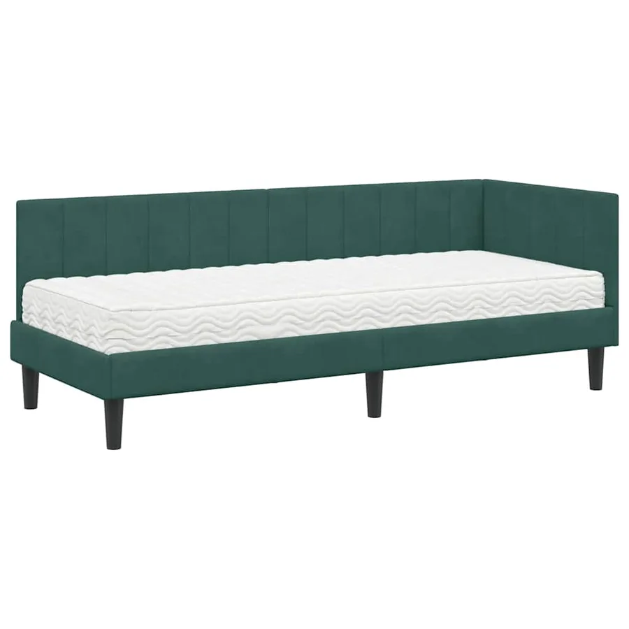 Cadre de lit d'angle avec matelas 2 pcs Vert Velours - 4