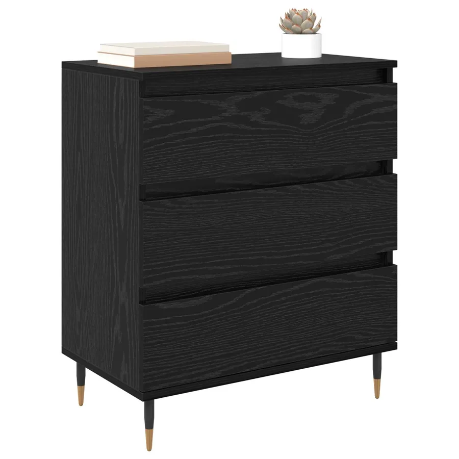 Buffet avec tiroir Chêne noir 60 x 35 x 70 cm Bois d'ingénierie - 3