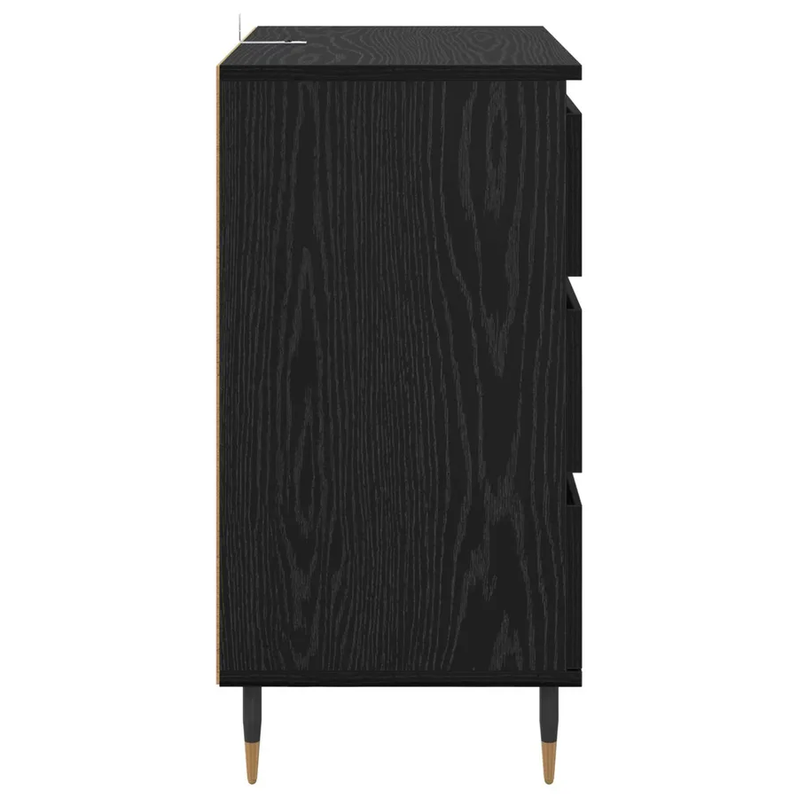 Buffet avec tiroir Chêne noir 60 x 35 x 70 cm Bois d'ingénierie - 7