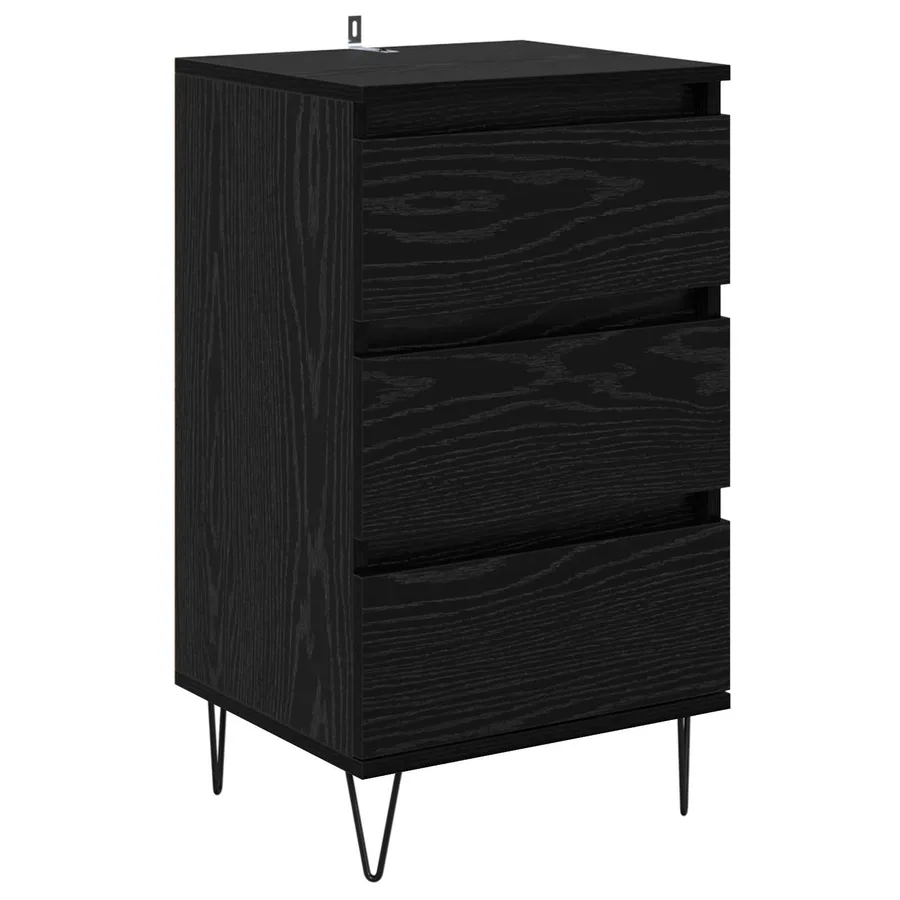 Buffet Chêne noir 40 x 35 x 70 cm Bois d'ingénierie et fer - 2