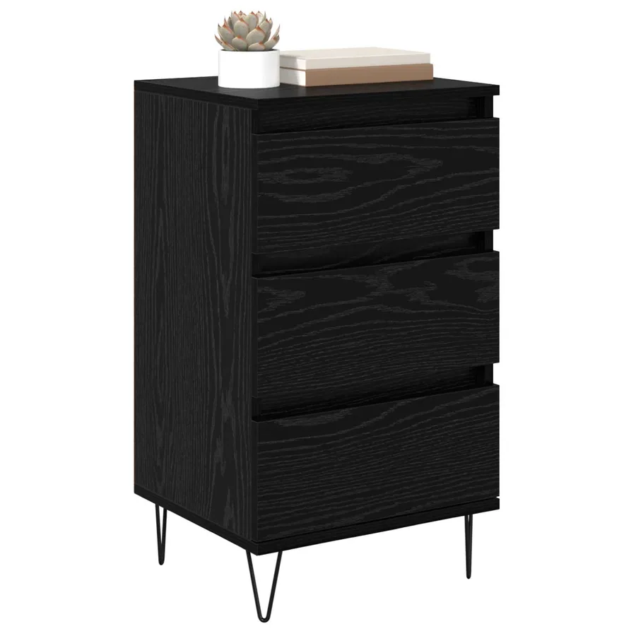 Buffet Chêne noir 40 x 35 x 70 cm Bois d'ingénierie et fer - 3