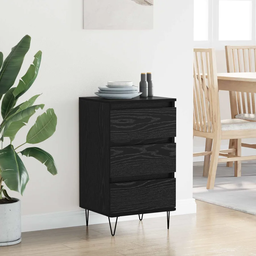 Buffet Chêne noir 40 x 35 x 70 cm Bois d'ingénierie et fer - 4