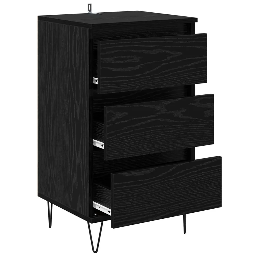 Buffet Chêne noir 40 x 35 x 70 cm Bois d'ingénierie et fer - 5