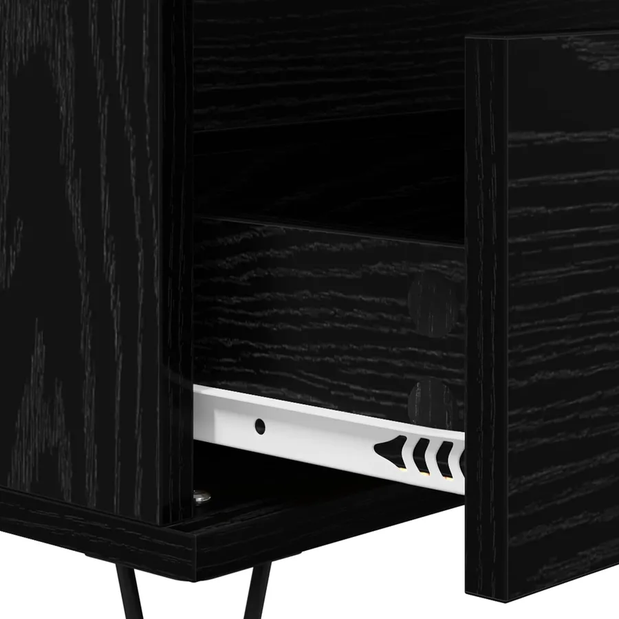 Buffet Chêne noir 40 x 35 x 70 cm Bois d'ingénierie et fer - 9