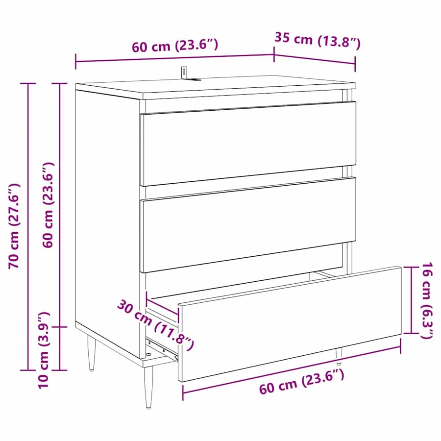 Buffet Bois Ancien 60 x 35 x 70 cm Bois d'ingénierie - 14