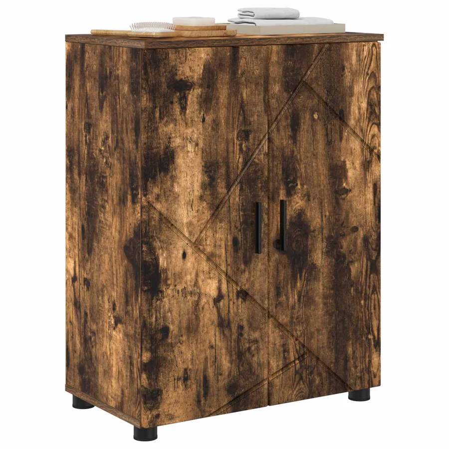 Cabinet de salle de bain avec porte Chêne fumé 60 x 35 x 80 cm - 3