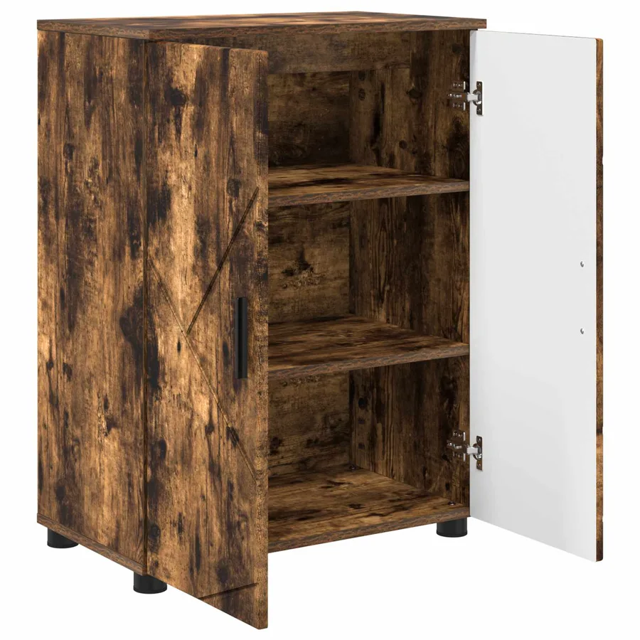 Cabinet de salle de bain avec porte Chêne fumé 60 x 35 x 80 cm - 5