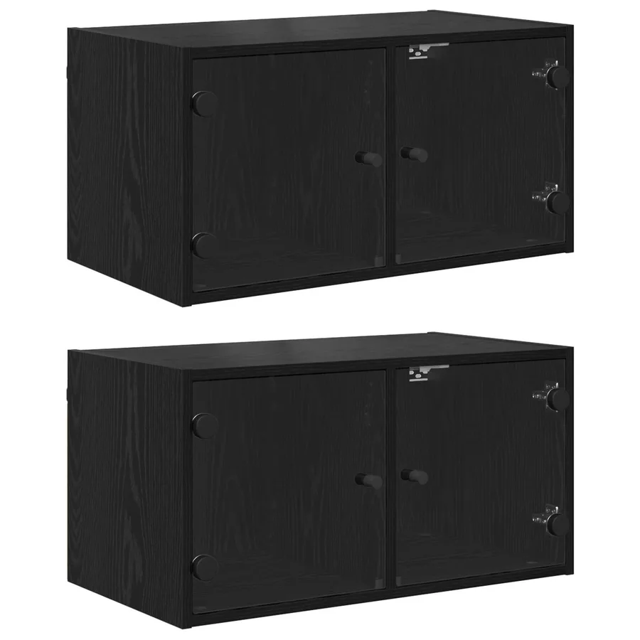 Cabinets muraux Montage mural 2 pcs Chêne noir 68 x 37 x 35 cm - 2