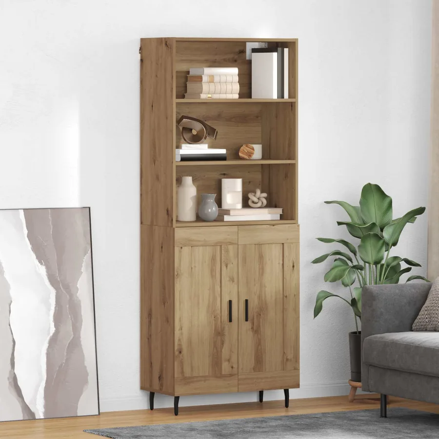 Haut Armoire 2 pcs Chêne artisanal 69,5 x 32,5 x 180 cm