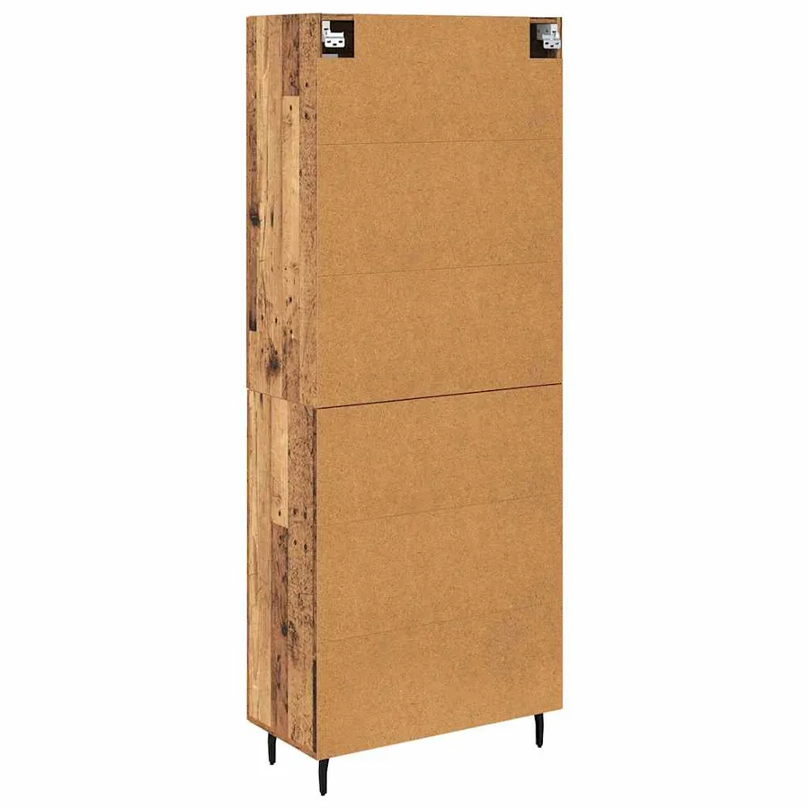 Haut Armoire 2 pcs Bois Ancien Bois Aggloméré et Verre - 8