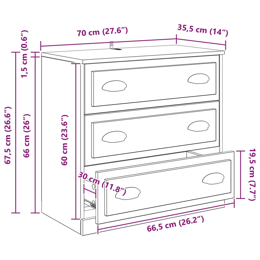 Buffets 3 pcs Chêne artisanal 210 x 35,5 x 67,5 cm - 16