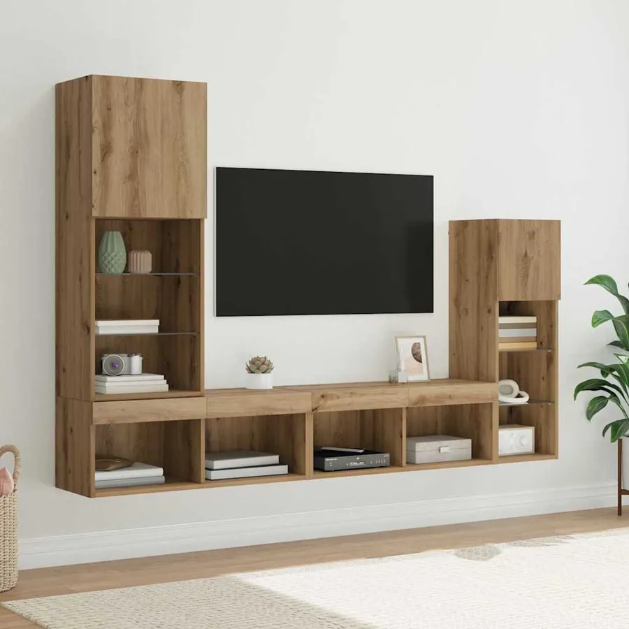 Meubles TV muraux 4 pcs Chêne artisanal Bois d'ingénierie