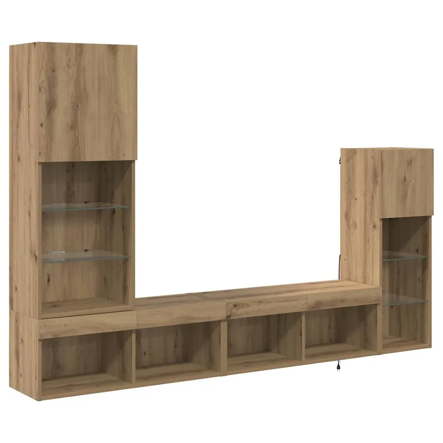 Meubles TV muraux 4 pcs Chêne artisanal Bois d'ingénierie - 2