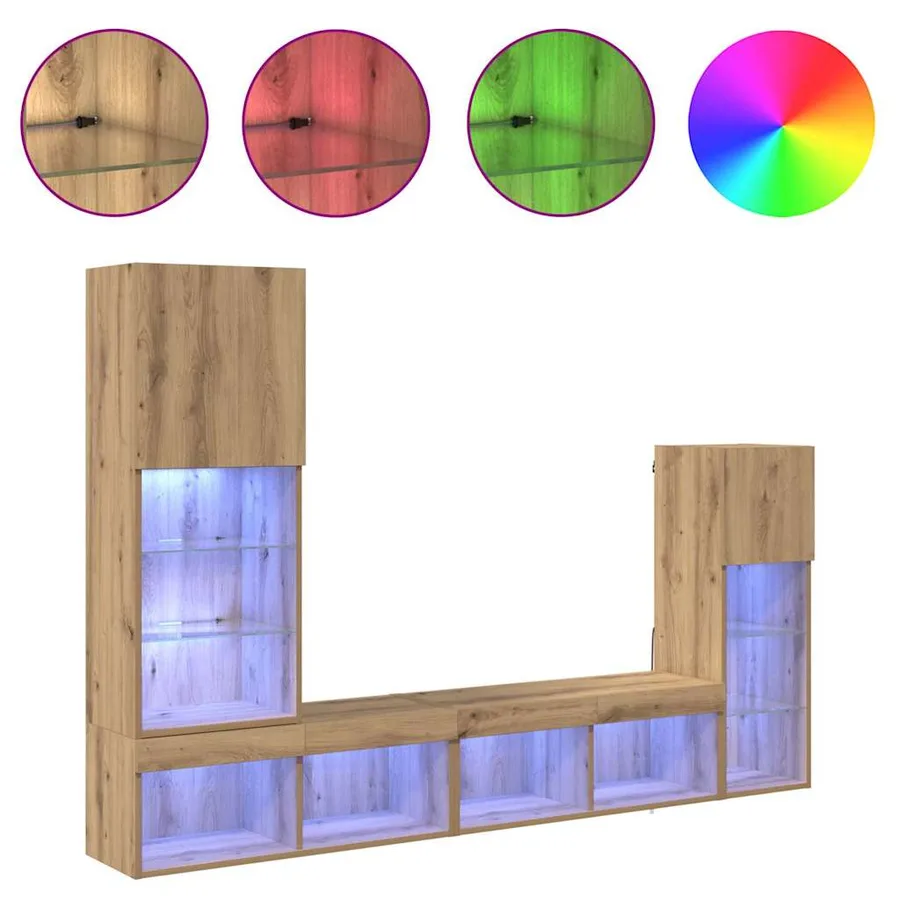 Meubles TV muraux 4 pcs Chêne artisanal Bois d'ingénierie - 4