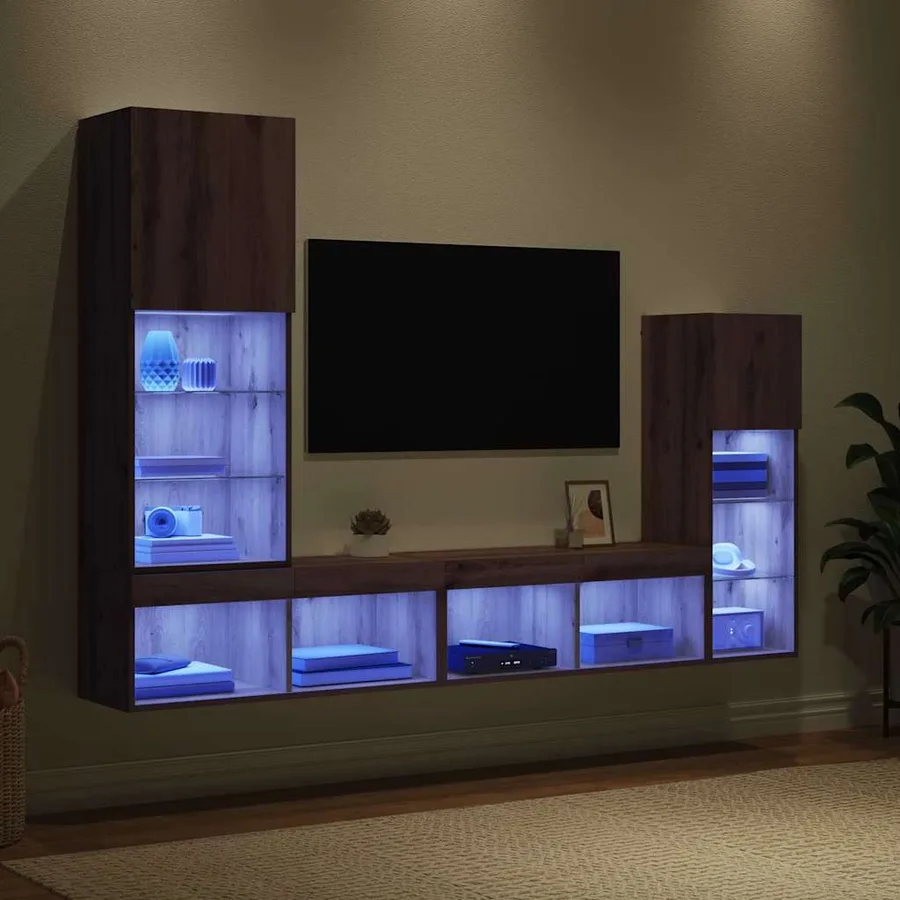 Meubles TV muraux 4 pcs Chêne artisanal Bois d'ingénierie - 5