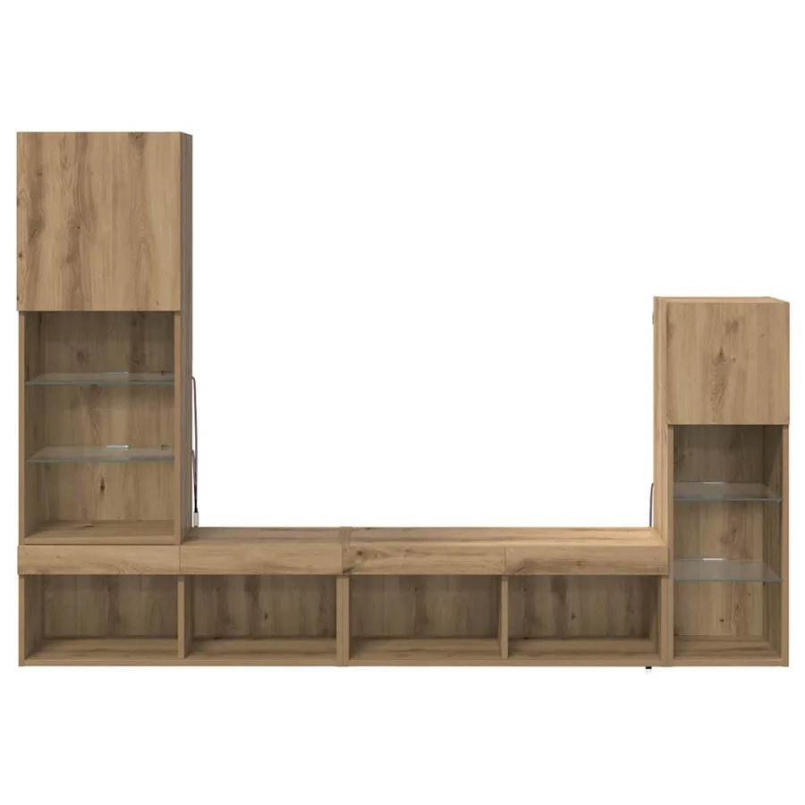Meubles TV muraux 4 pcs Chêne artisanal Bois d'ingénierie - 8