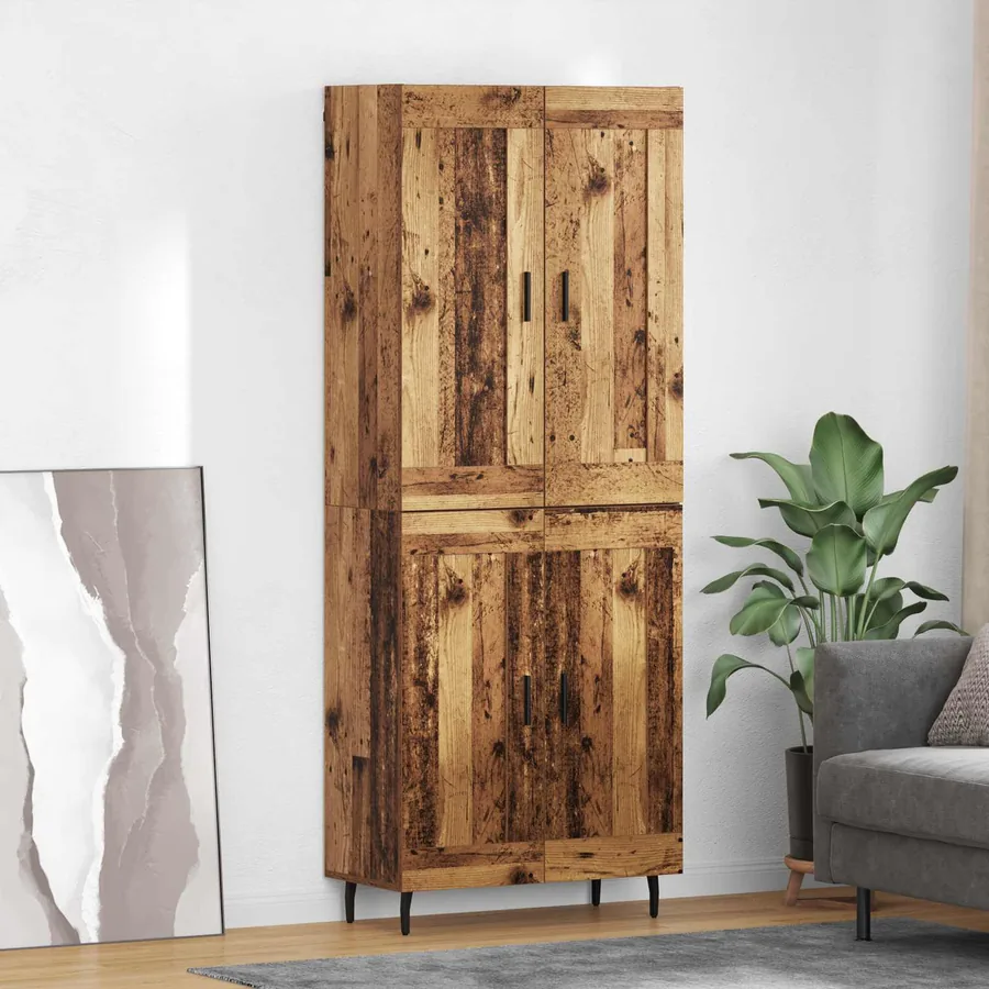 Haut Armoire 2 pcs Bois Ancien Bois d'ingénierie