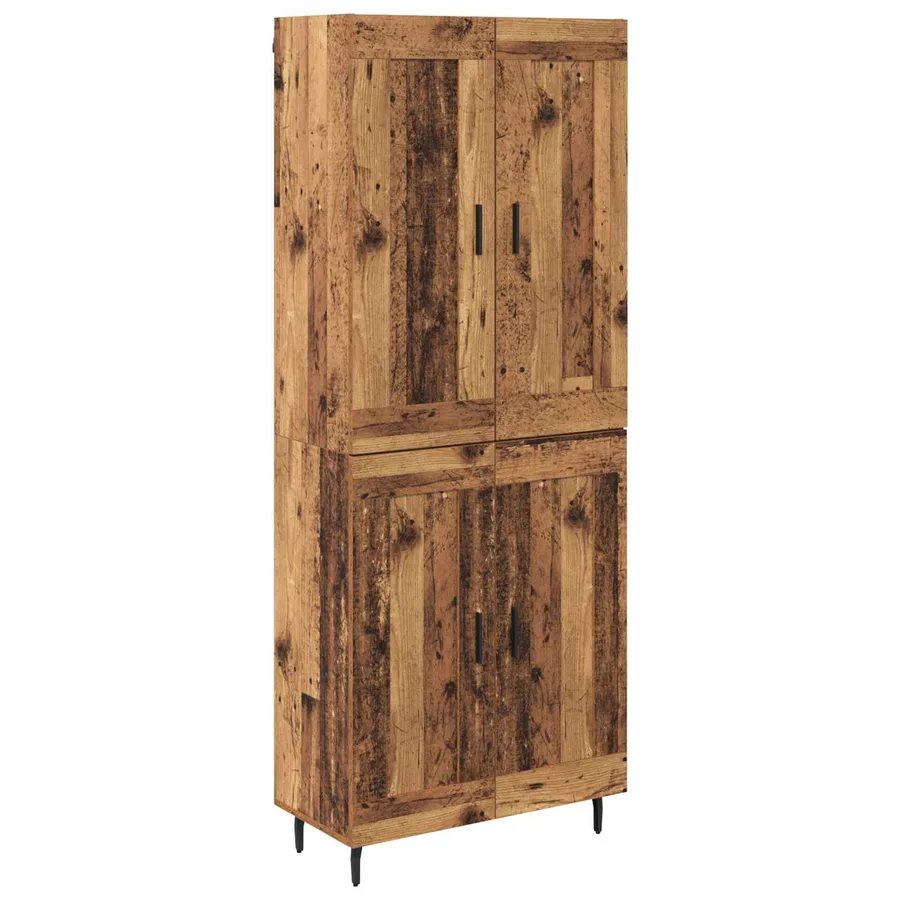 Haut Armoire 2 pcs Bois Ancien Bois d'ingénierie - 2