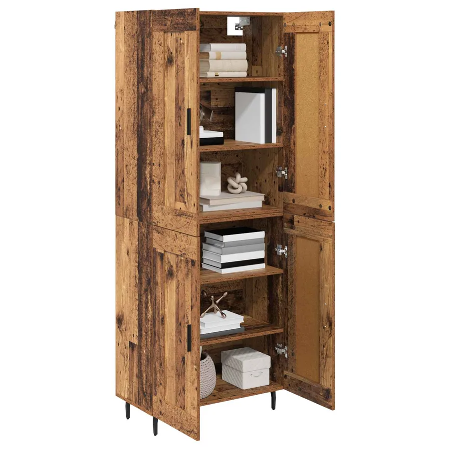 Haut Armoire 2 pcs Bois Ancien Bois d'ingénierie - 3