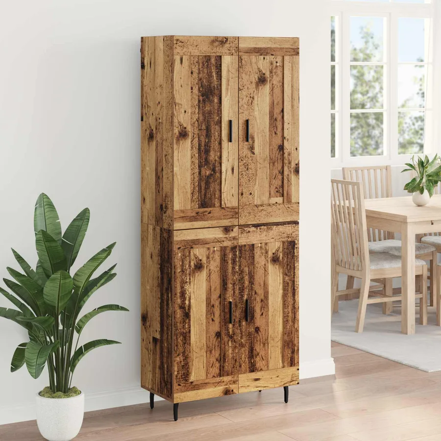 Haut Armoire 2 pcs Bois Ancien Bois d'ingénierie - 4
