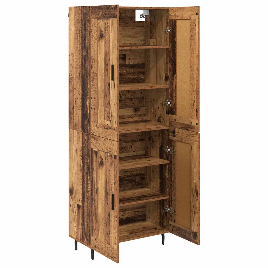 Haut Armoire 2 pcs Bois Ancien Bois d'ingénierie - 5