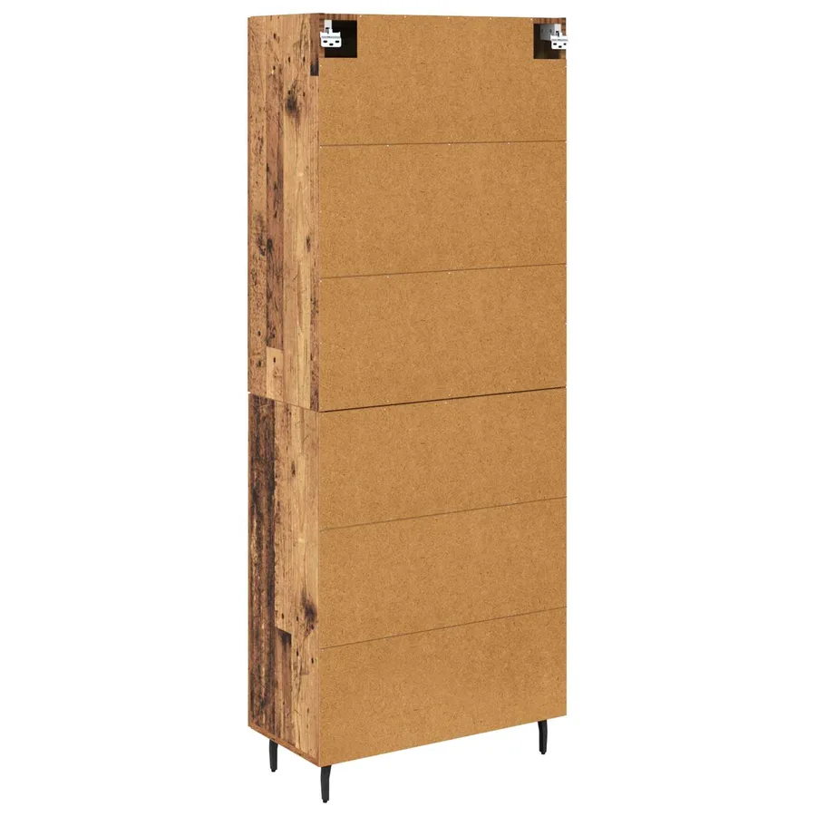 Haut Armoire 2 pcs Bois Ancien Bois d'ingénierie - 8