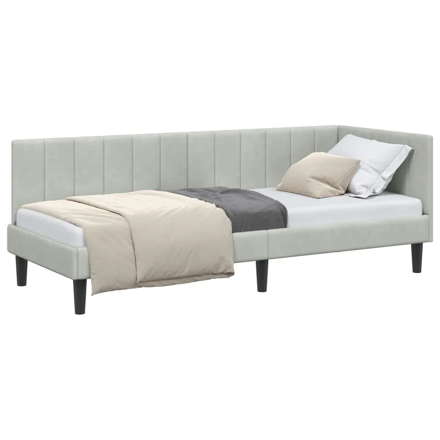 Cadre de lit d'angle Gris clair 80 cm x 200 cm Velours - 2