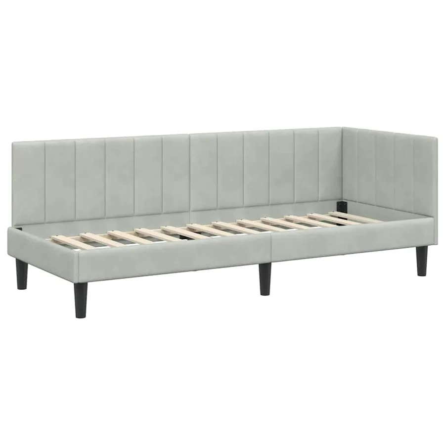 Cadre de lit d'angle Gris clair 80 cm x 200 cm Velours - 4