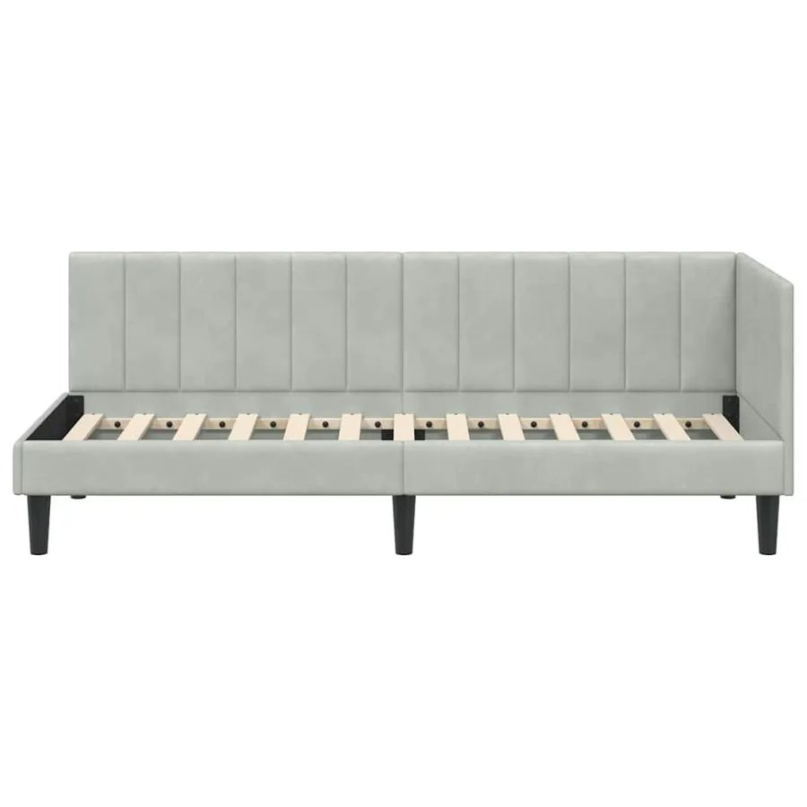 Cadre de lit d'angle Gris clair 80 cm x 200 cm Velours - 5