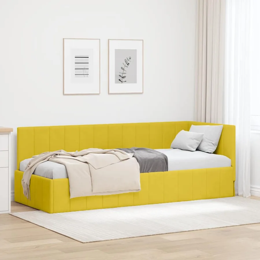 Cadre de lit d'angle Jaune 80 cm x 200 cm Velours
