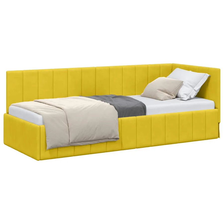 Cadre de lit d'angle Jaune 80 cm x 200 cm Velours - 2