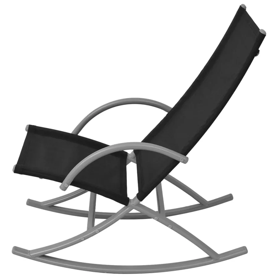 Chaises à bascule de jardin lot de 2 Acier et textilène Noir - 3