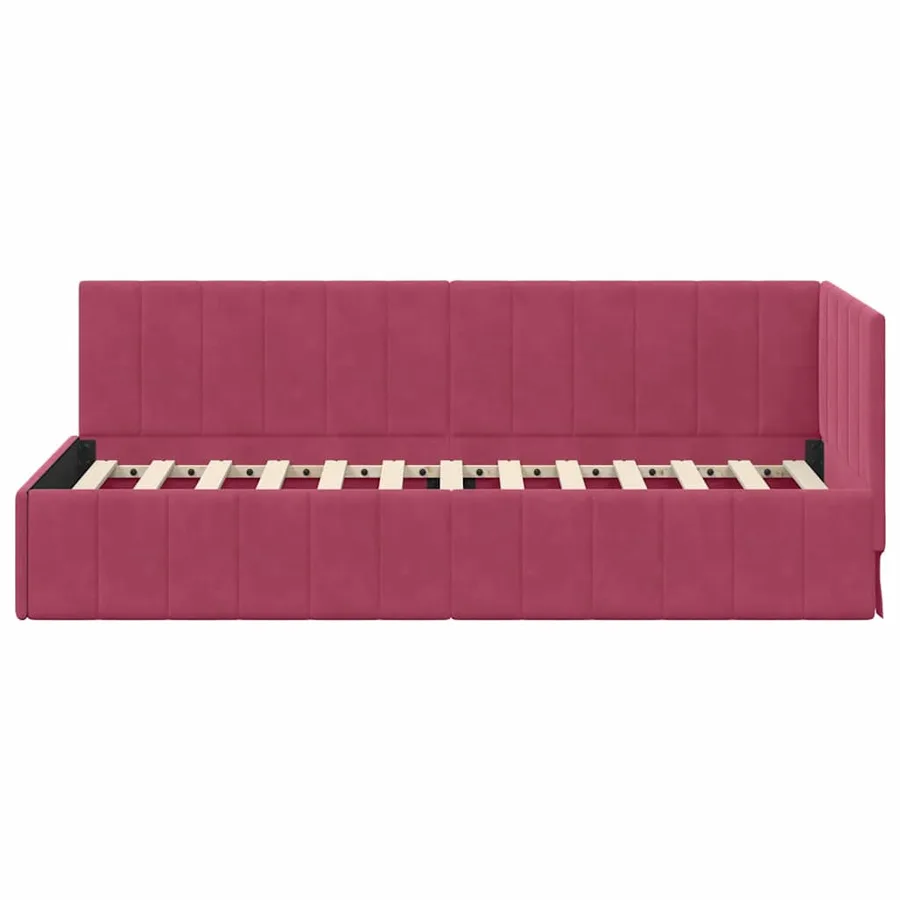 Cadre de lit d'angle Bordeaux 80 cm x 200 cm Velours - 5